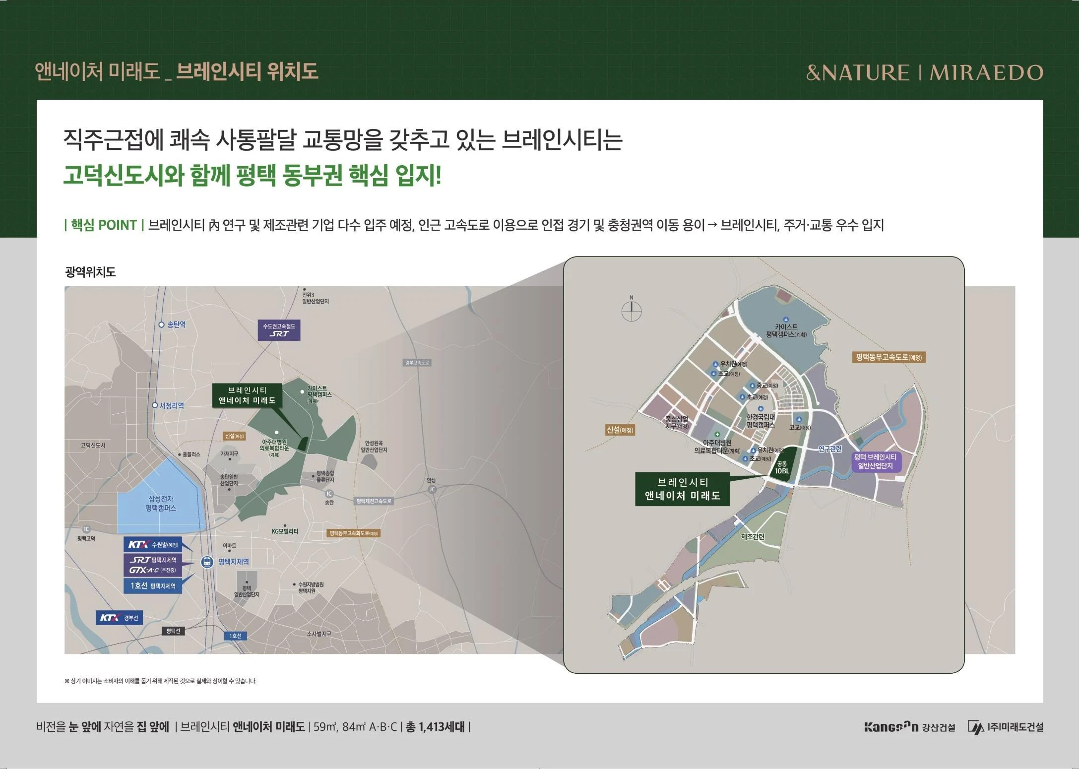 제공 사업자료의 브레인시티 앤네이처 미래도 광역 입지 안내